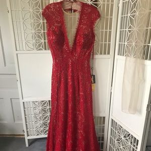 Lipstick Red Evening Gown